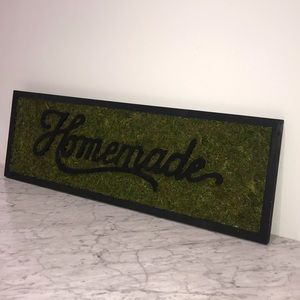 "Homemade"  Wall Decor Wood Plank, Green Moss